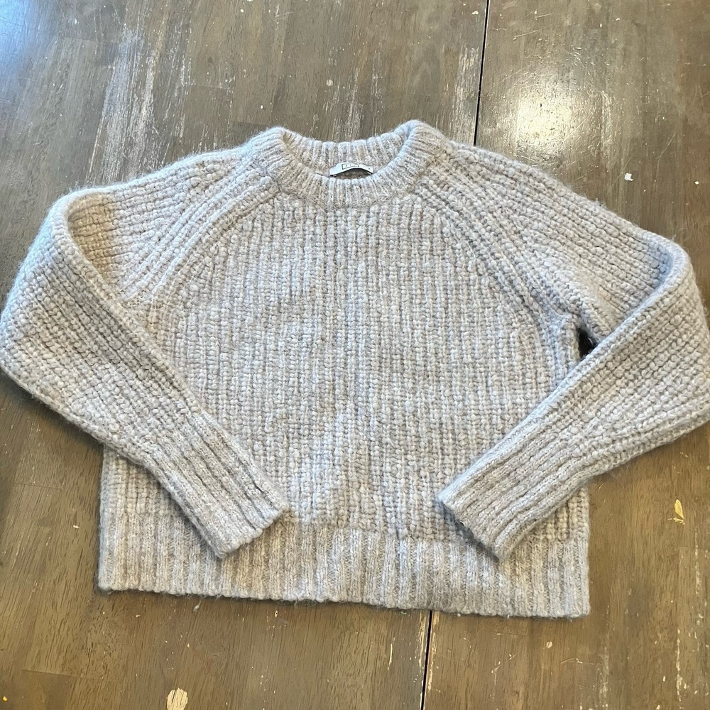 AYR Women's XS Alpaca Merino Wool‎ Crewneck Pullover Sweater Cropped Chunky